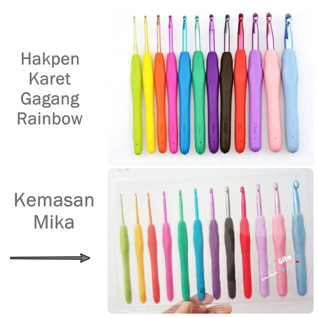 (12pcs) Jarum Rajut Set, Alat Rajut Set/Hakpen Karet Rainbow