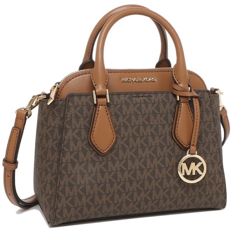 MICHAEL KORS MK DARIA SMALL 2IN1 SATCHEL LOGO BROWN