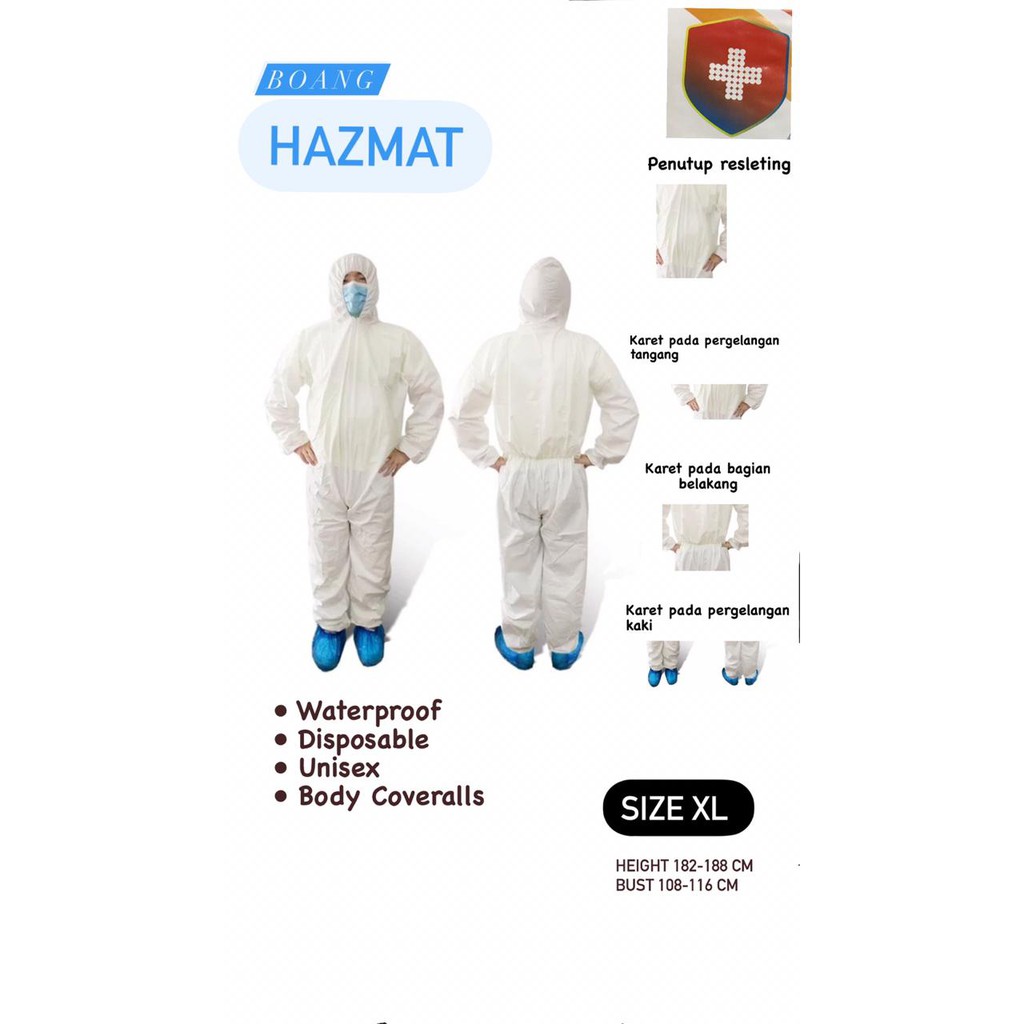 ALat Pelindung Diri Hazmat APD Boang Suit Coverall Ukuran XL - APD Boang