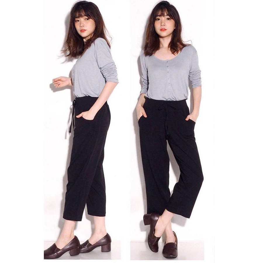 Athletic Celana  Kulot  Cotton Hitam  Pakaian Branded Murah 