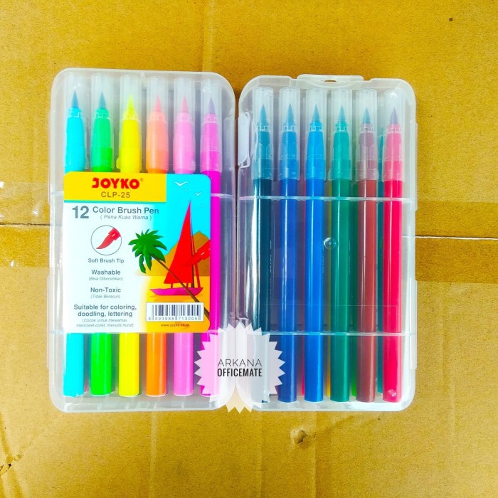 

Kuas Pena Warna 12 Sett Color Brush Pen Joyko