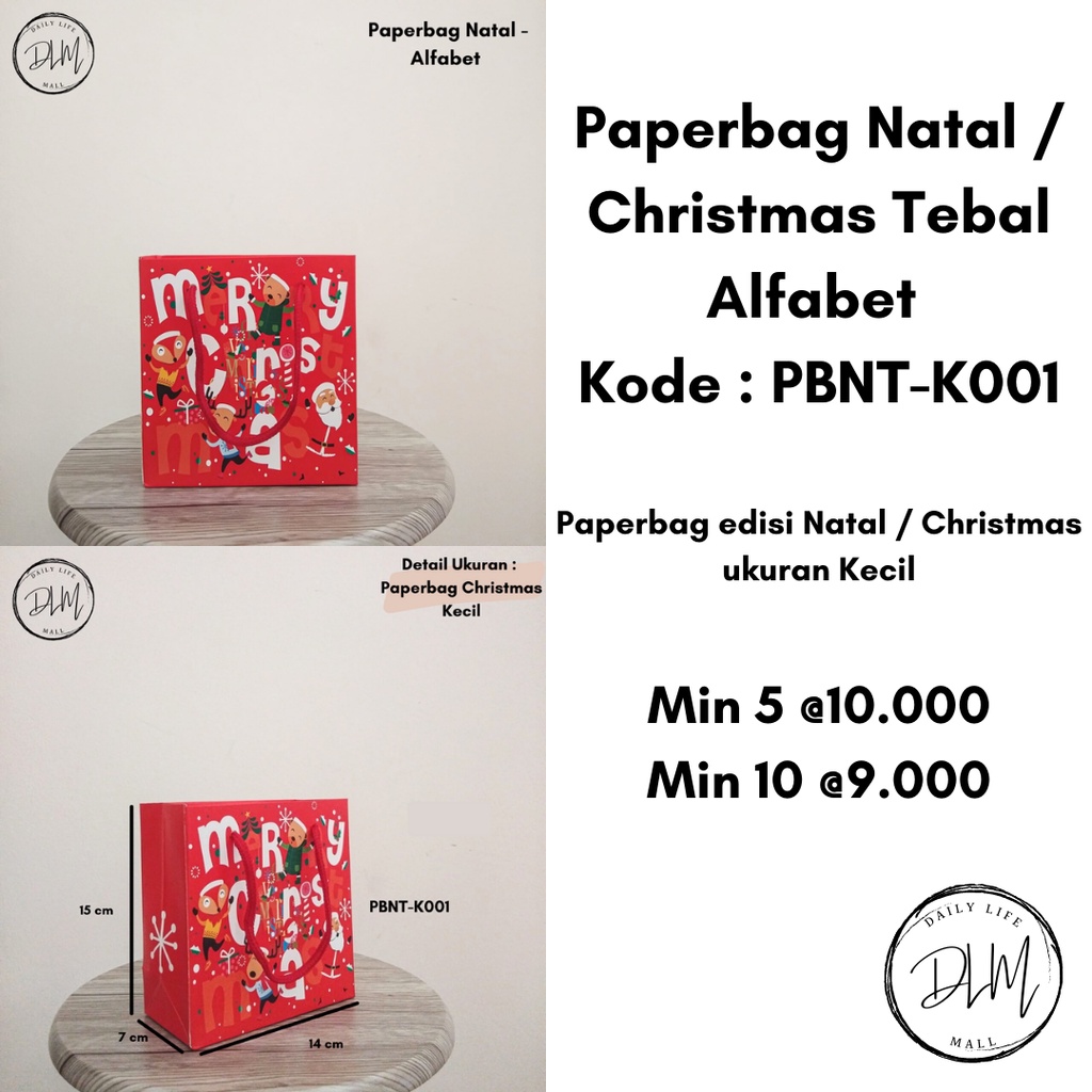 

1 pak isi 5 pcs Paperbag Natal / Paperbag Christmas / Tas Natal Christmas Tebal - Kecil