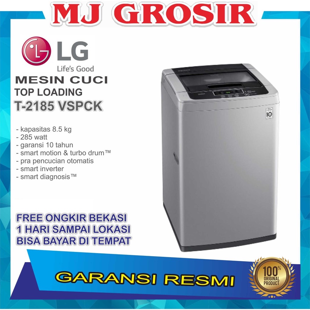 MESIN CUCI 1 TABUNG LG T 2185 VSPCK 2185VSPCK TOP LOADING 8,5 KG