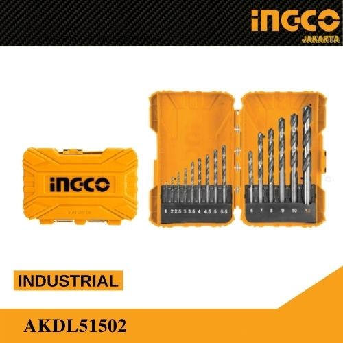 15-Pcs M2 HSS Drill Bit Set (1-12 mm) INGCO AKDL51502 Mata Bor Besi