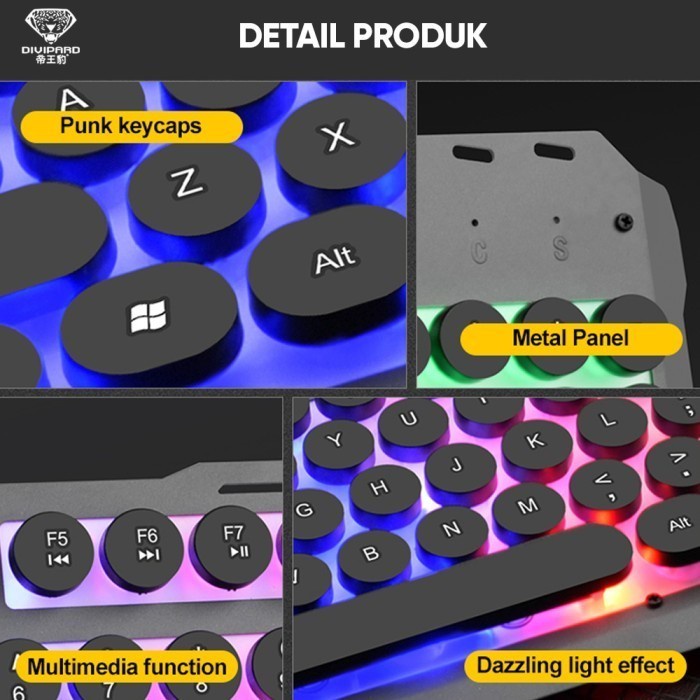 Gaming Keyboard Divipard GK-40 Kabel USB 2.0 Plus LED Metal Cover