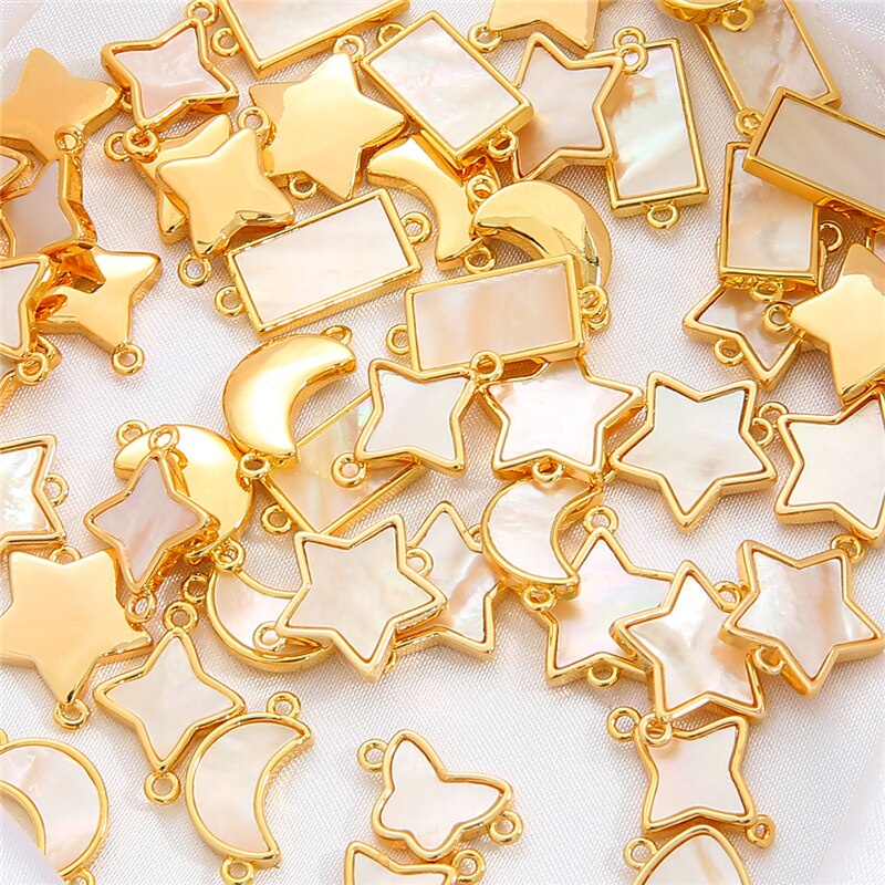 1pc 18k Gold Heart Butterfly Star Moon DIY Charm Pendants Connectors Dangle Earring Necklace Making Wholesale Plated