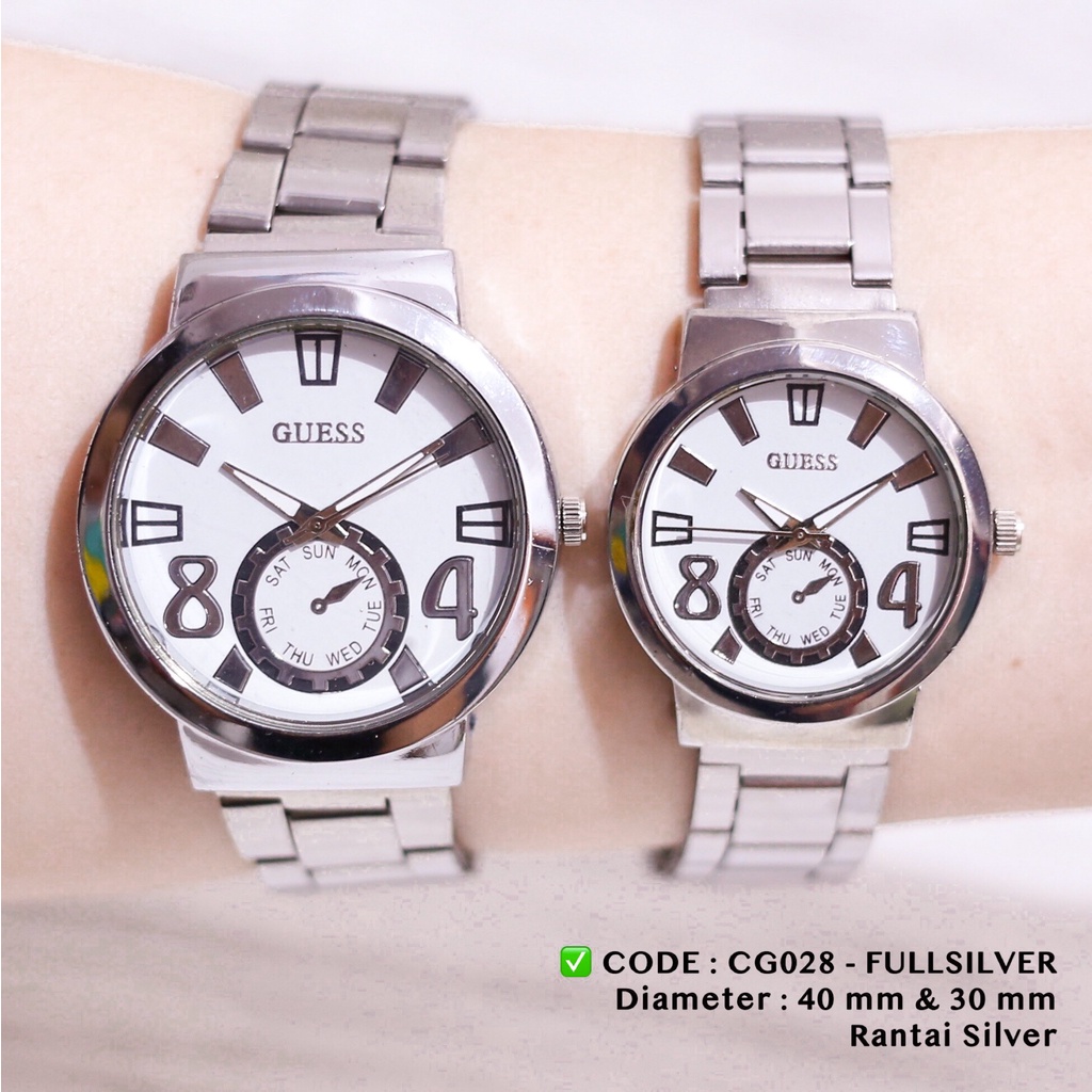 Jam tangan couple guess rantai stailess harga sepasang CG029