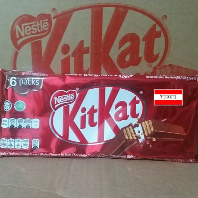 

Nestle Cokelat Kit Kat 6 packs 6 x 17gr 2F