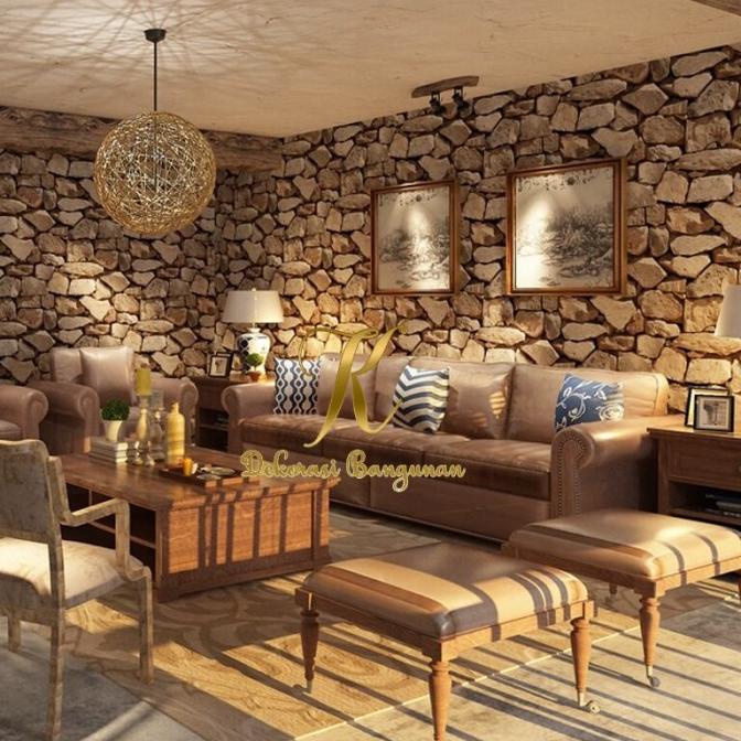 WALLPAPER VINYL DINDING MOTIF BATU ALAM PREMIUM KANGBANG