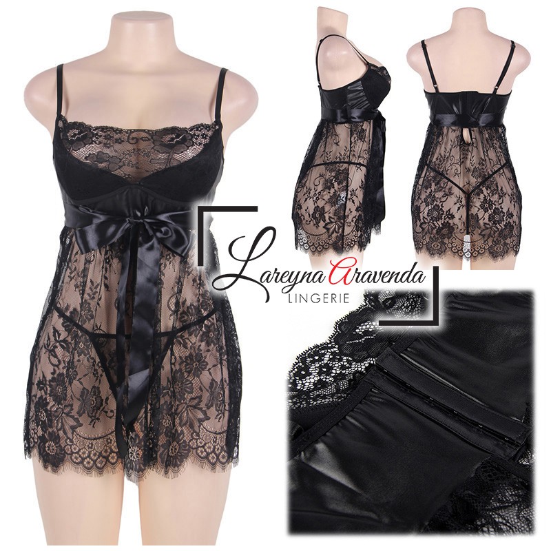 Set Lingerie Jumbo + G String Seksi L/XL/XXL/XXXL  Model Big Size Lace LG346