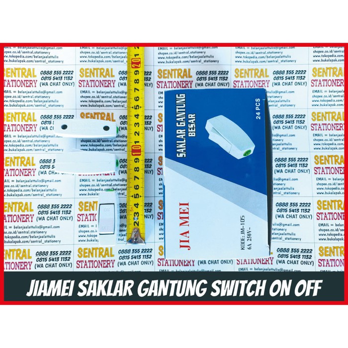 Saklar Gantung Cetrekan Hanging Switch On Off Putih Besar Jiamei 105B untuk lampu / elektronikan