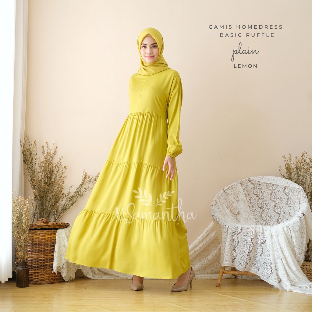 Gamis Homedress Basic Ruffle Plain