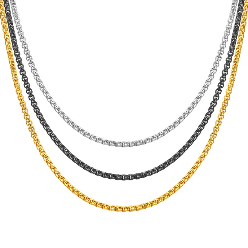 1pc Kalung Rantai Bahan Stainless Steel Untuk Pria / Wanita