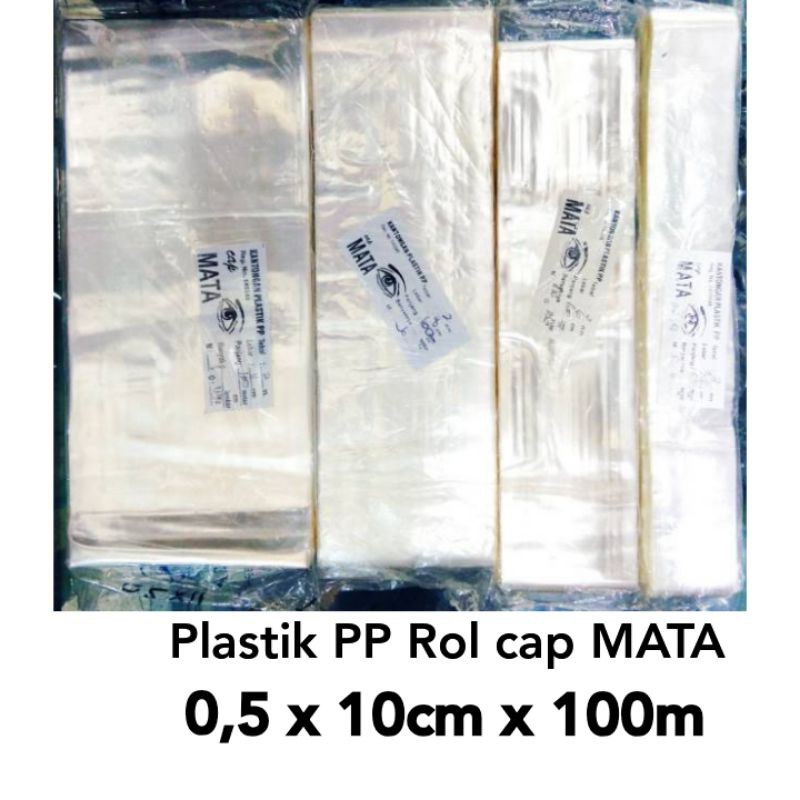 Plastik ROLL PP 05x10 rol cap mata lebar 10cm tebal 0,5 packing makanan kacang kerupuk mainan