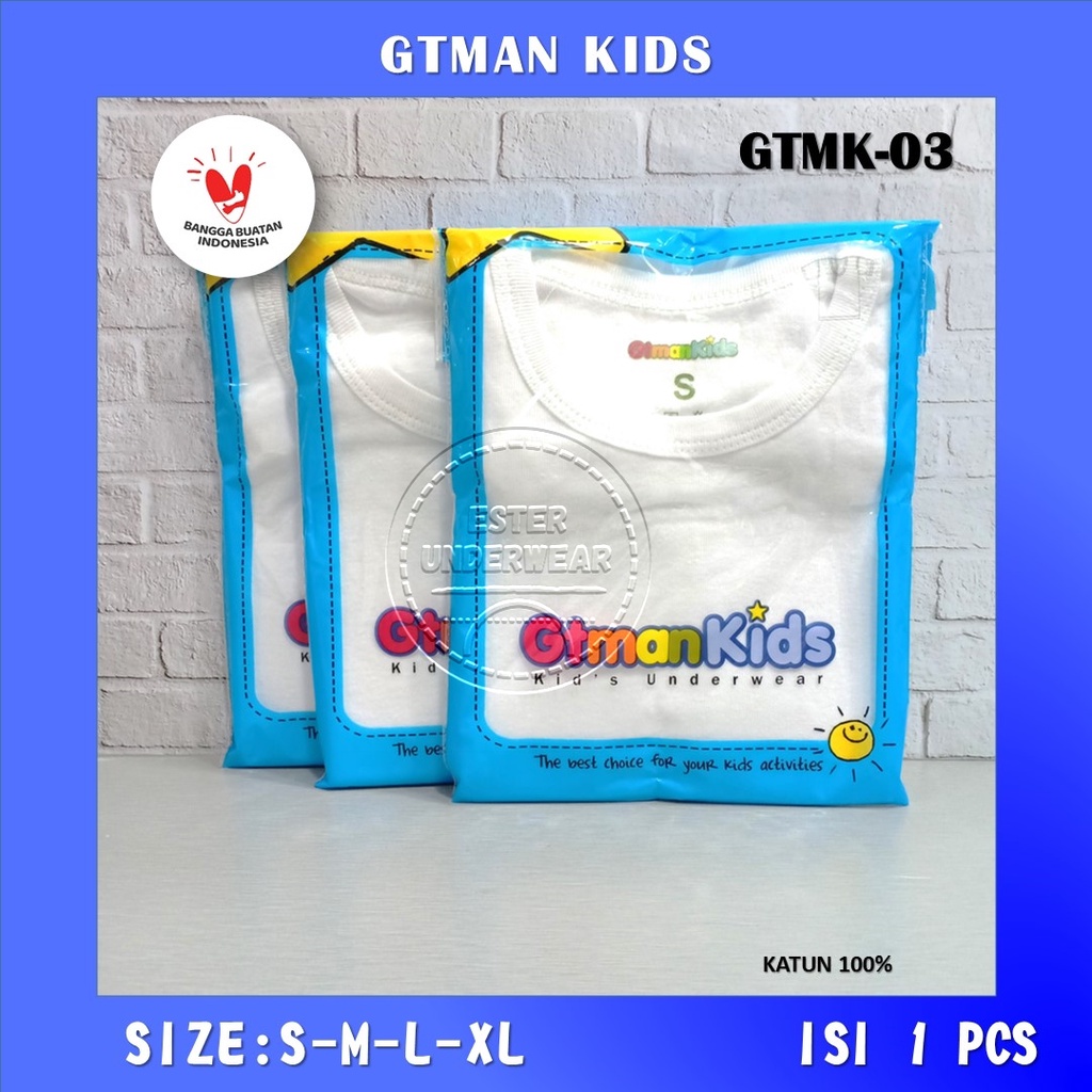 Kaos Dalam Anak Laki-Laki GTMAN KIDS GTMK-03 PUTIH ISI 1PCS