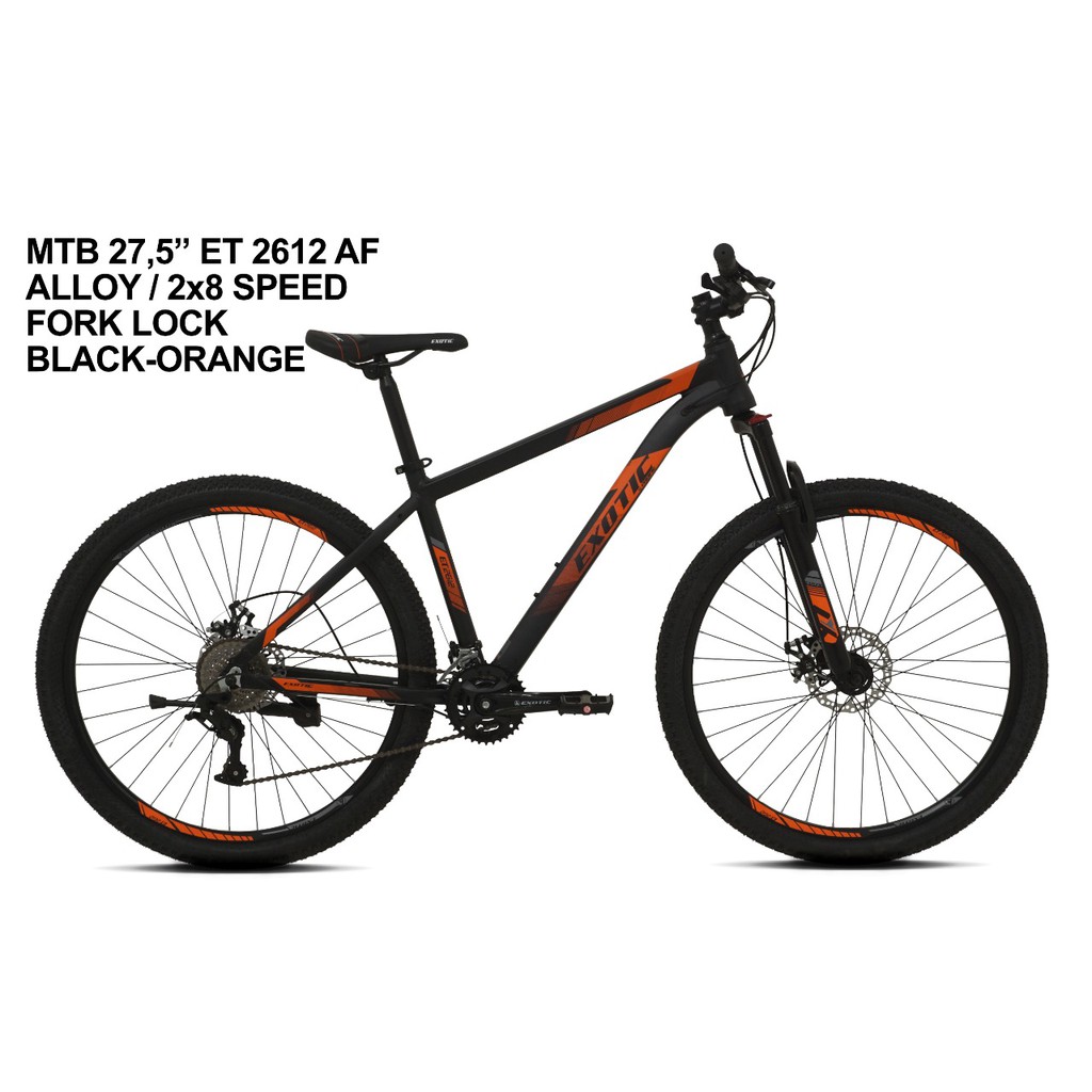 Sepeda Gunung Exotic ET2612AF Size 27.5" x 17" MTB 6061 Alloy 2x8Sp Fork Lock Out Mech Disc Brake