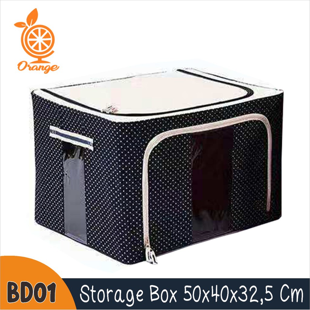 Kotak Penyimpanan Serbaguna Organizer Storage Box 66L Double Zipper Frame Baja Large Besar Multifungsi GOSHOP88