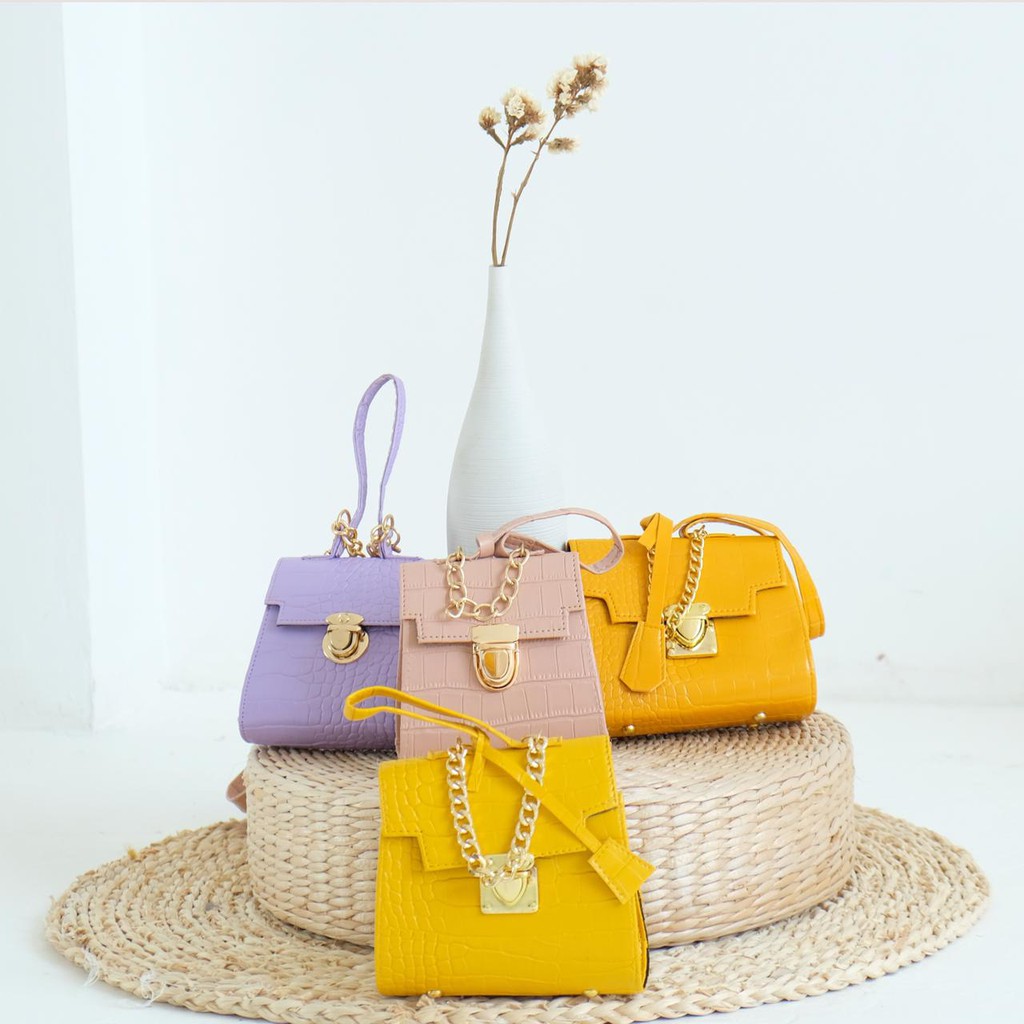 Andin Bag Croco Bag Shoulder Tas Kulit Sintetis Pastel Mini