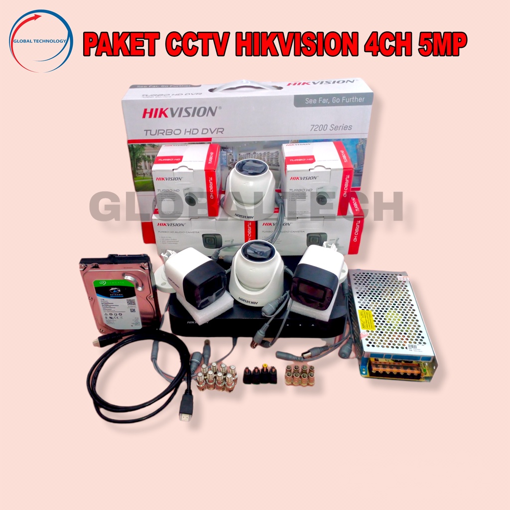 PAKET CCTV HIKVISION 4CH 5MP SIAP PASANG