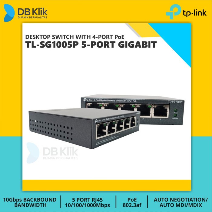 Desktop Switch TP Link TL-SG1005P 5Port Gigabit-TL SG1005P 4Port PoE+