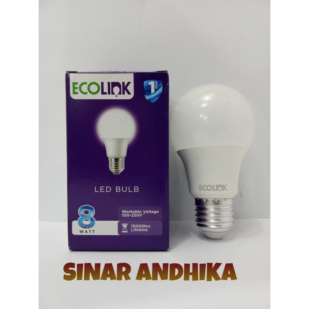 LAMPU LED BULB ECOLINK WARNA PUTIH 8 WATT