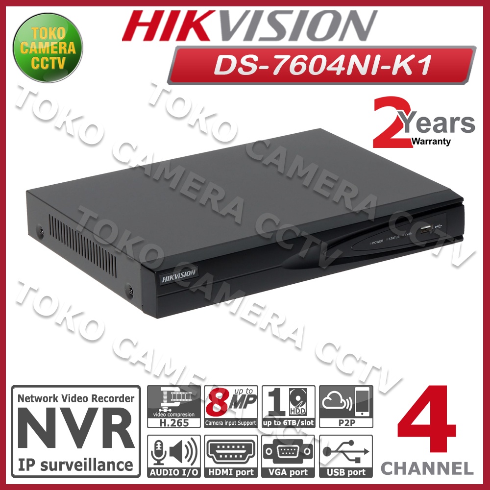 NVR HIKVISION 4 CHANNEL DS-7604NI-K1 NVR 4CH HIKVISION