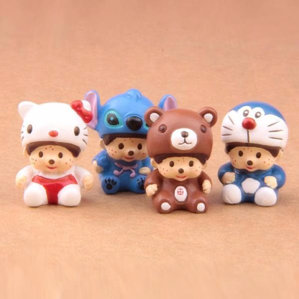 Figure Monchichi  Lilo Stitch Doraemon Hello Kitty Set 8 Char - Cake Topper D-25