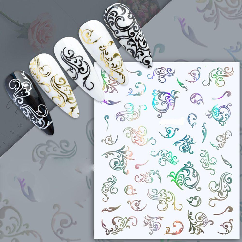 R-flower 1lembar Stiker Nail Art Hiasan Kuku Manicure Decor Retro Aksesoris Perhiasan Kuku