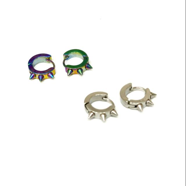 Anting Tusuk isi 2pcs Stainless Steel Model Tanduk Duri