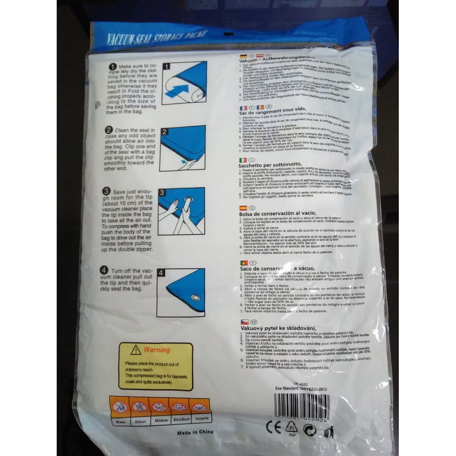 PLASTIK VACUUM BAG UNTUK PAKAIAN / VAKUM / VACUM ( 60 X 80 ) BIRU