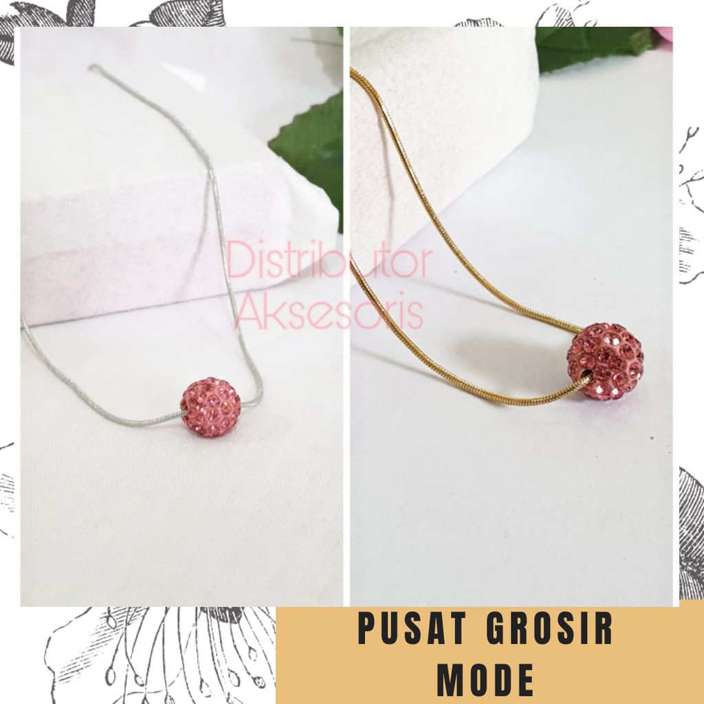 Kalung Titanium Crystal Aneka Warna ANTI KARAT SELAMANYA PGM