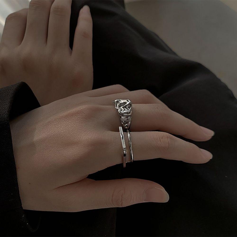 Needway Cincin Lipit Logam Elegan Fashion Pesta Perhiasan Hadiah Gadis Berlubang Gaya Korea