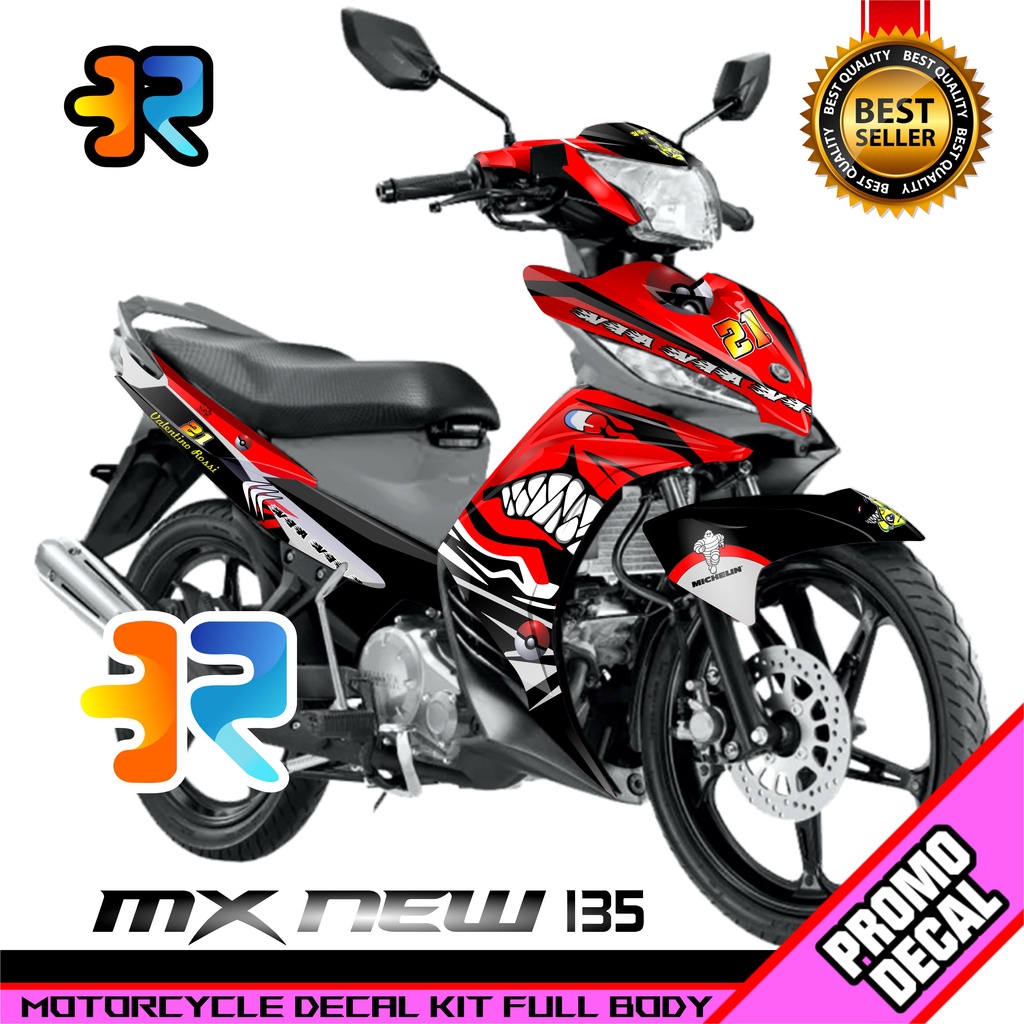 Decal Motor Jupiter MX New 135 Desain Shark Sticker Decal Full Body