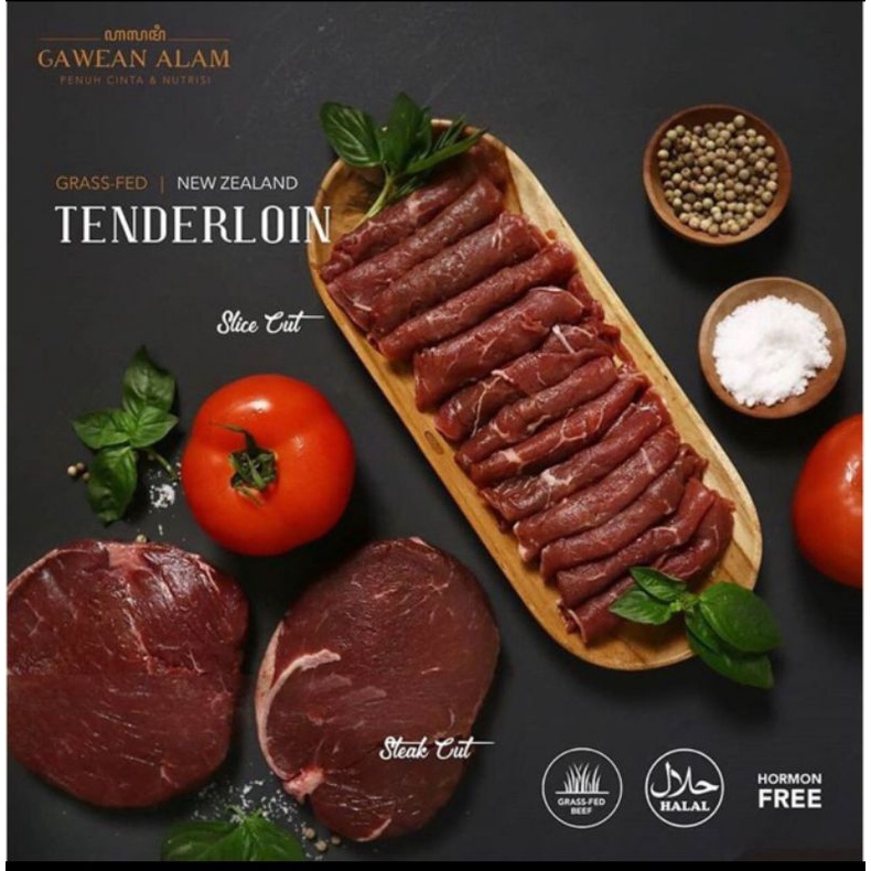 

Gawean Alam Bandung - NZ Grass-fed TENDERLOIN - Daging Sapi TENDERLOIN - Slice Cut (250 gram)