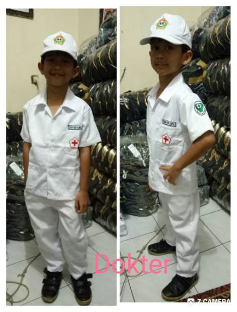 Baju profesi dokter pelajar anak2 size 1-4 ( tk )