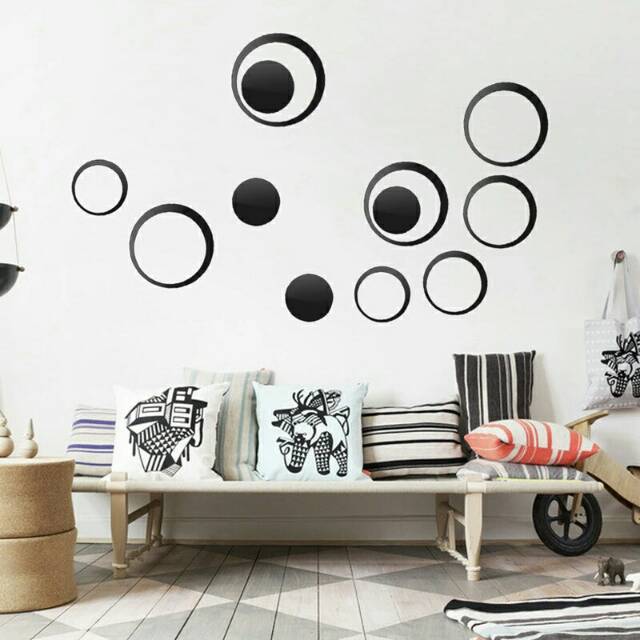 Wall sticker circle mirror - hiasan dinding efek kaca - stiker  dinding unik