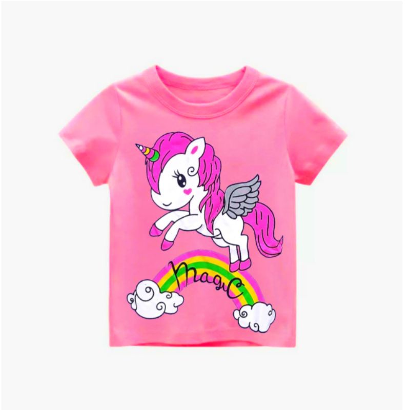 kaos anak perempuan motif kuda poni lucu 1-10th