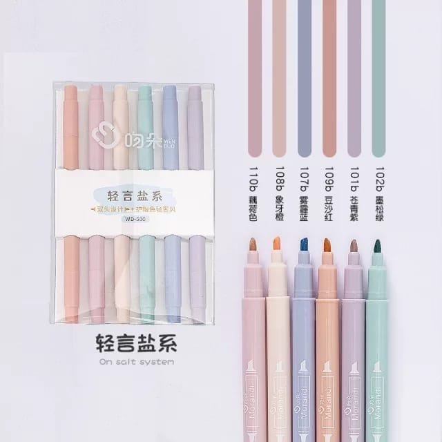 

stabilo pastel wen duo double tip 6 colors wd 500 atau wd 600