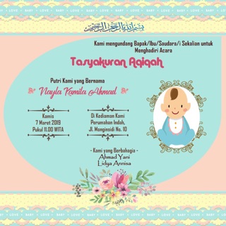 40 Contoh Undangan Aqiqah Berwarna Gratis