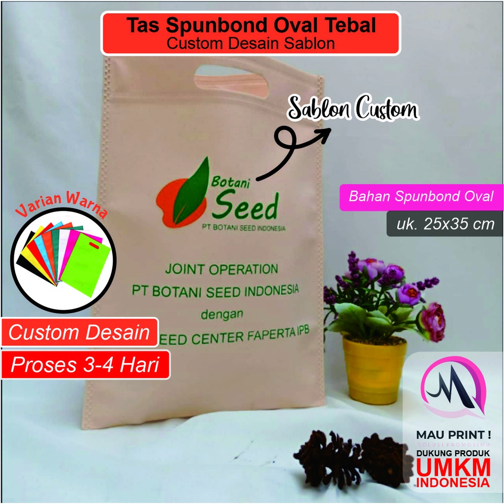 

Godie bag tas kain spunbond custom desain sablon model oval uk. 25x35 cm kantong souvenir belanja bingkisan ulang tahun ultah wedding pernikahan murah