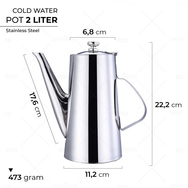 Teko Cold Water Pot Mewah 2L Air Teh Panas Minuman Dingin Wadah Tempat Minum Stainless steel