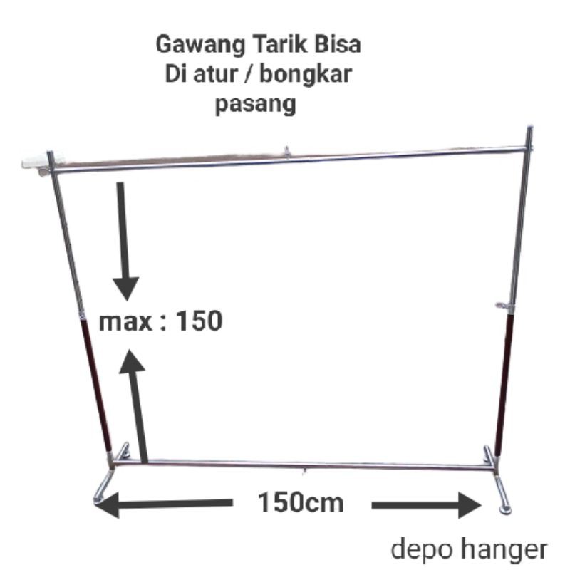 gawang Tarik Gantungan baju / Tiang Jemuran/stand gawang buat jualan