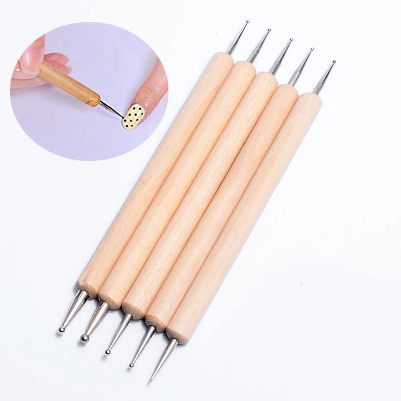 5pcs dotting pen for nail art scoring pen pelipat penanda kertas bahan ori wood