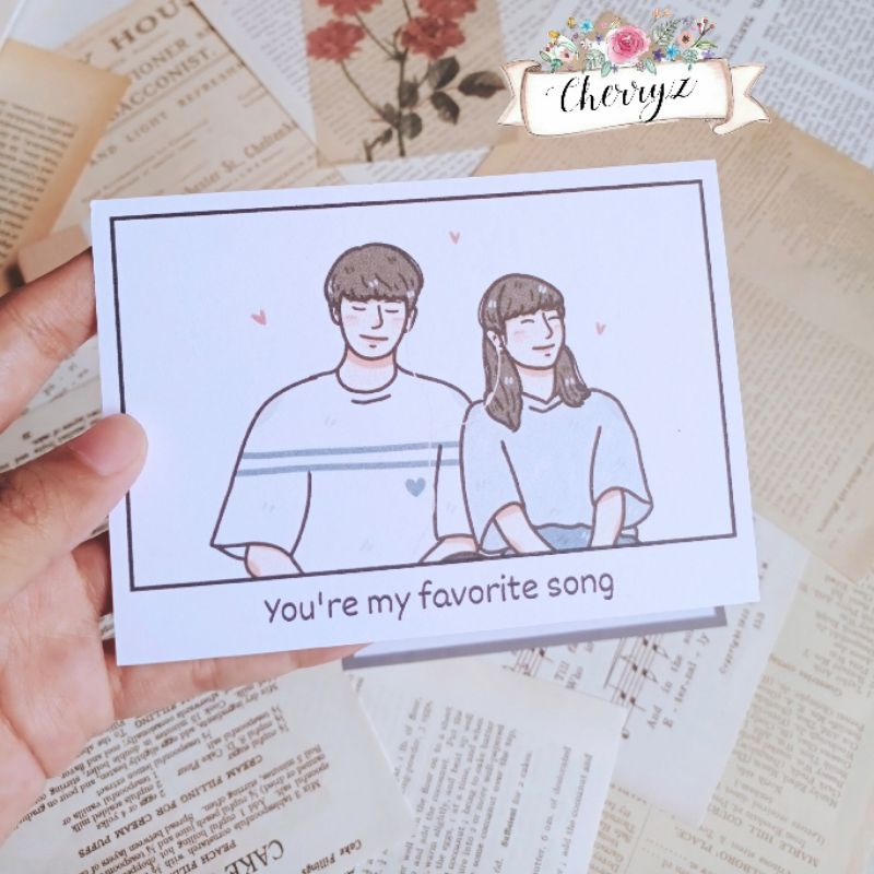 

1pcs Postcard Couple ilustrasi