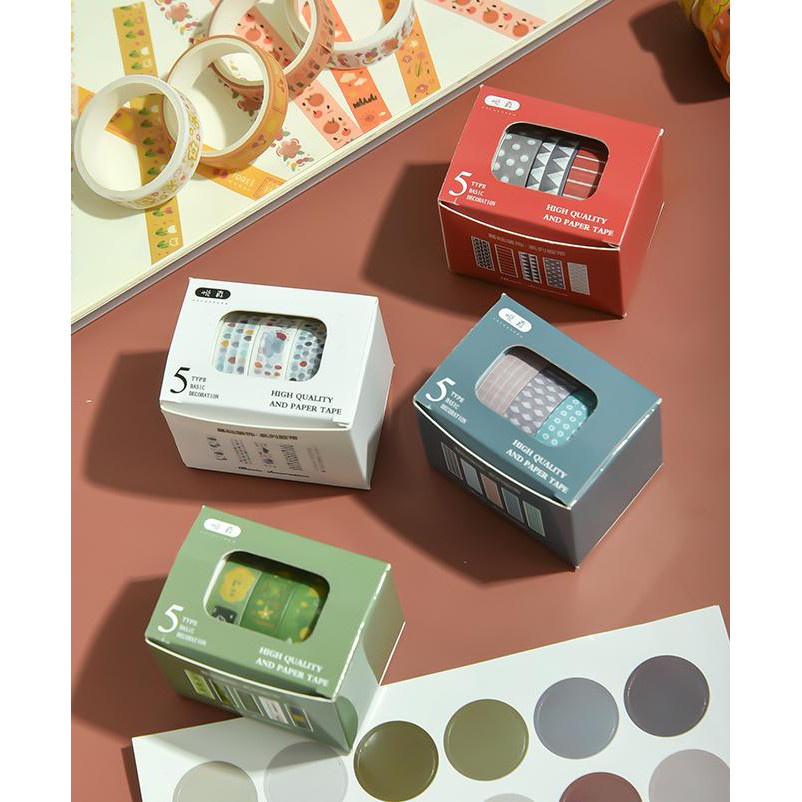 

5 Rolls BASIC DECORATION Washi Tape Decor Jurnal Dekor Masking Tape Scrapbook