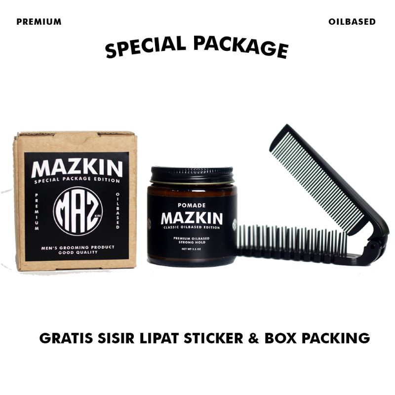 PAKET POMADE MAZKIN PREMIUM &amp; SISIR LIPAT | HAMPERS POMADE COWOK KEREN |