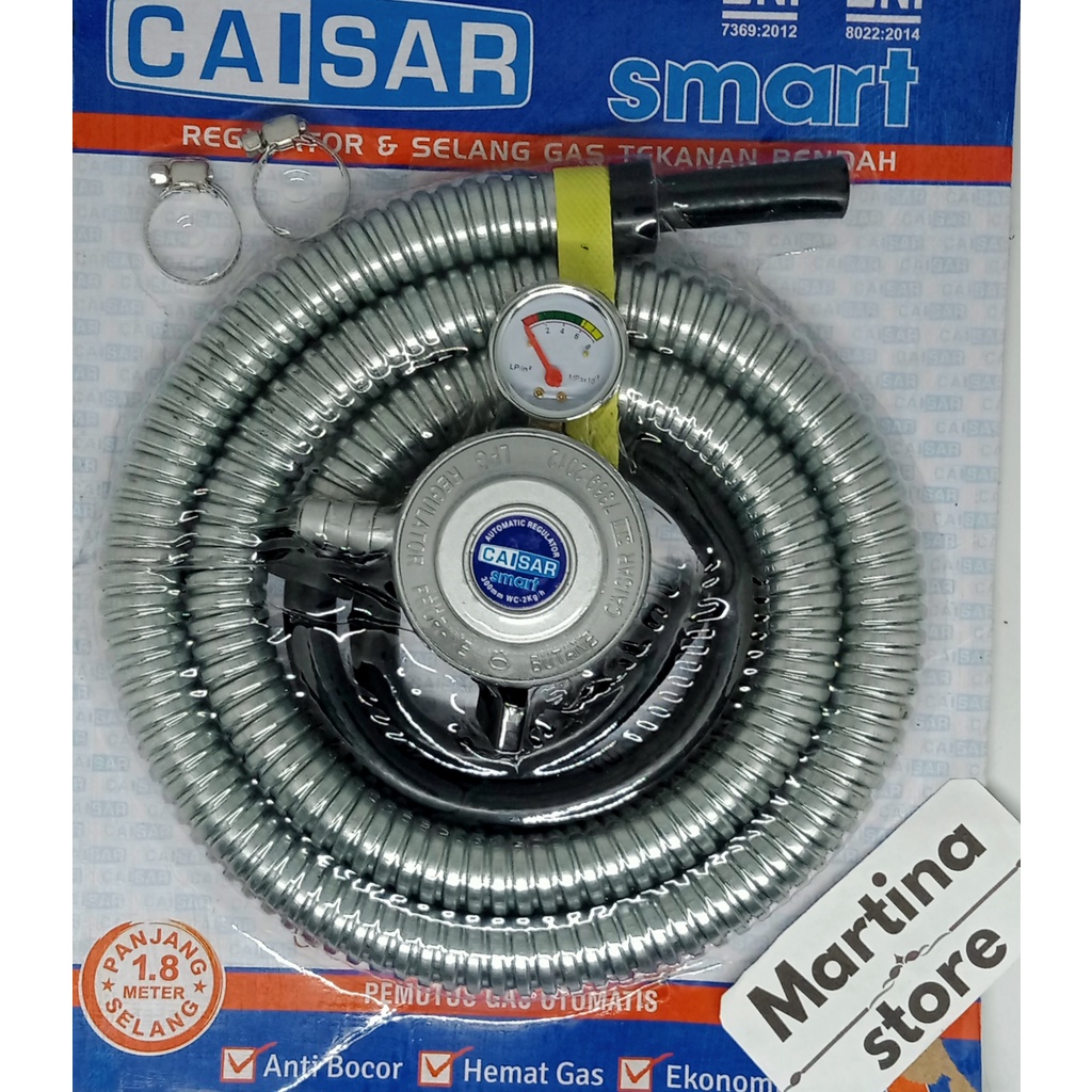 CAISAR Smart Selang Paket Regulator Cocok Utk Tabung LPG 3kg 12kg Bright Gas AMAN MURAH Standard SNI