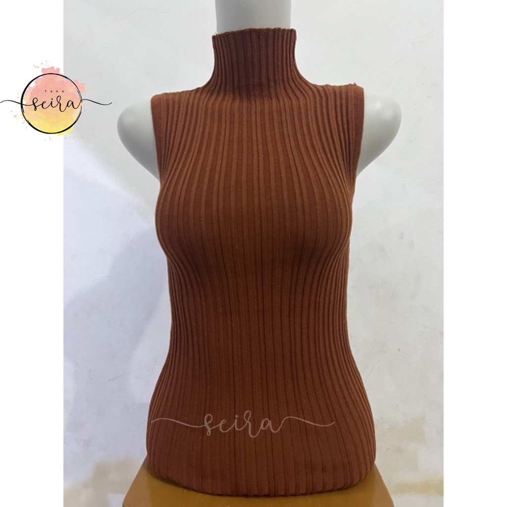 [BISA COD] Lidya Tutleneck Knit Tanktop Wanita Terbaru / Turtleneck Buntung Lidya