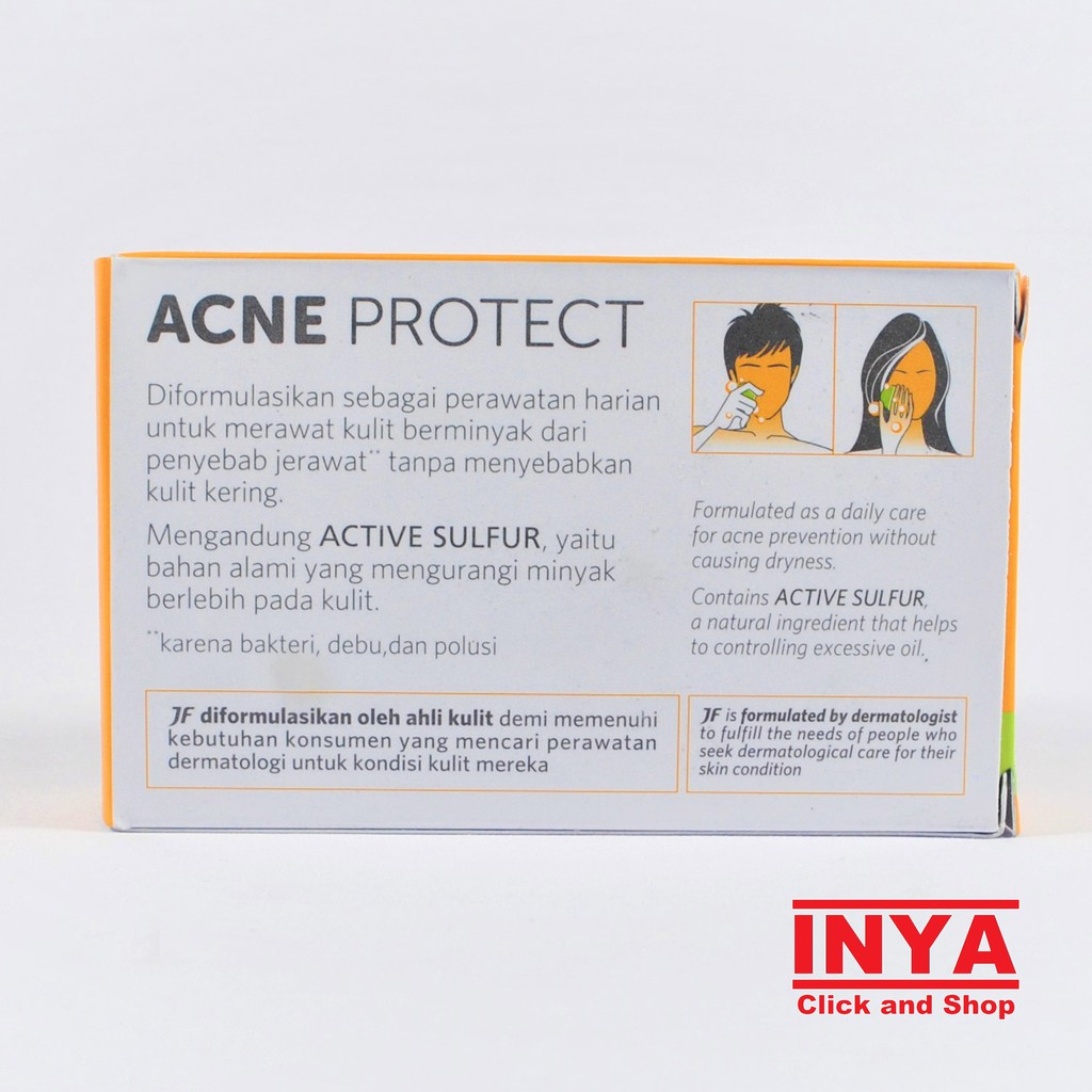 JF SULFUR ACNE PROTECT OILY CARE 90gr Facial Soap Bar by Dermatologist - SABUN BATANG