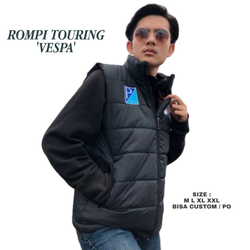 Rompi penahan angin VESPA unisex pria & wanita/ rompi touring big size / rompi pelindung /custom